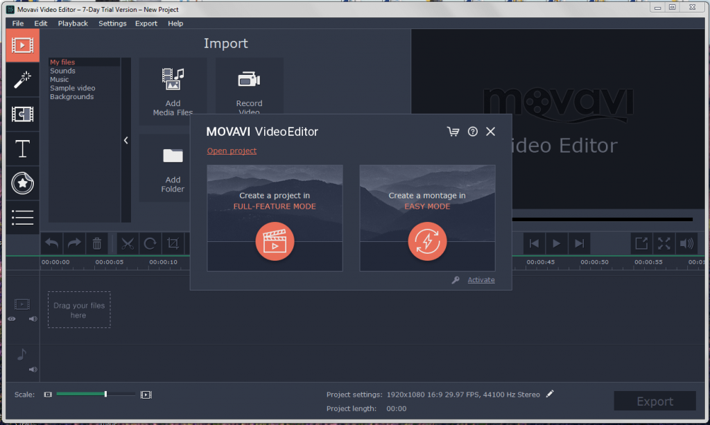 Movavi Video Editor Interface