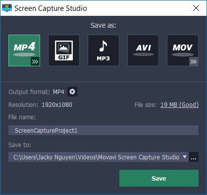 movavi screen capture format