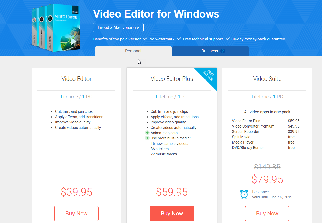 movavi video editor cost