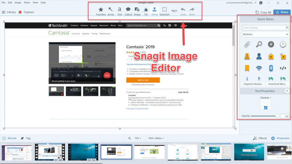 adding title slide to snagit 2019 video